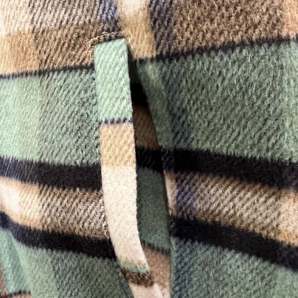 Zara Plaid Shacket Sz Med Green &Tan Front Button Jacket Cozy Pockets - Picture 4 of 6